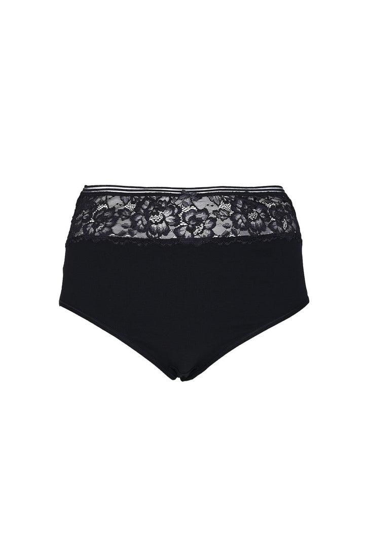 Duboke pamučne gaćice s čipkom u crnoj boji