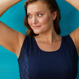Pamučni grudnjak s čipkom – bustier stil (tamnoplavi)