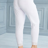 Памучен клин с дантела до 180см. ханш - бял - My Store