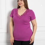 Pamučna bluza s čipkom - ciklama - My Store