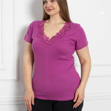 Pamučna bluza s čipkom - ciklama - My Store