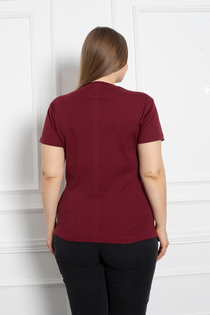 Pamučna bluza s čipkom - bordo - My Store