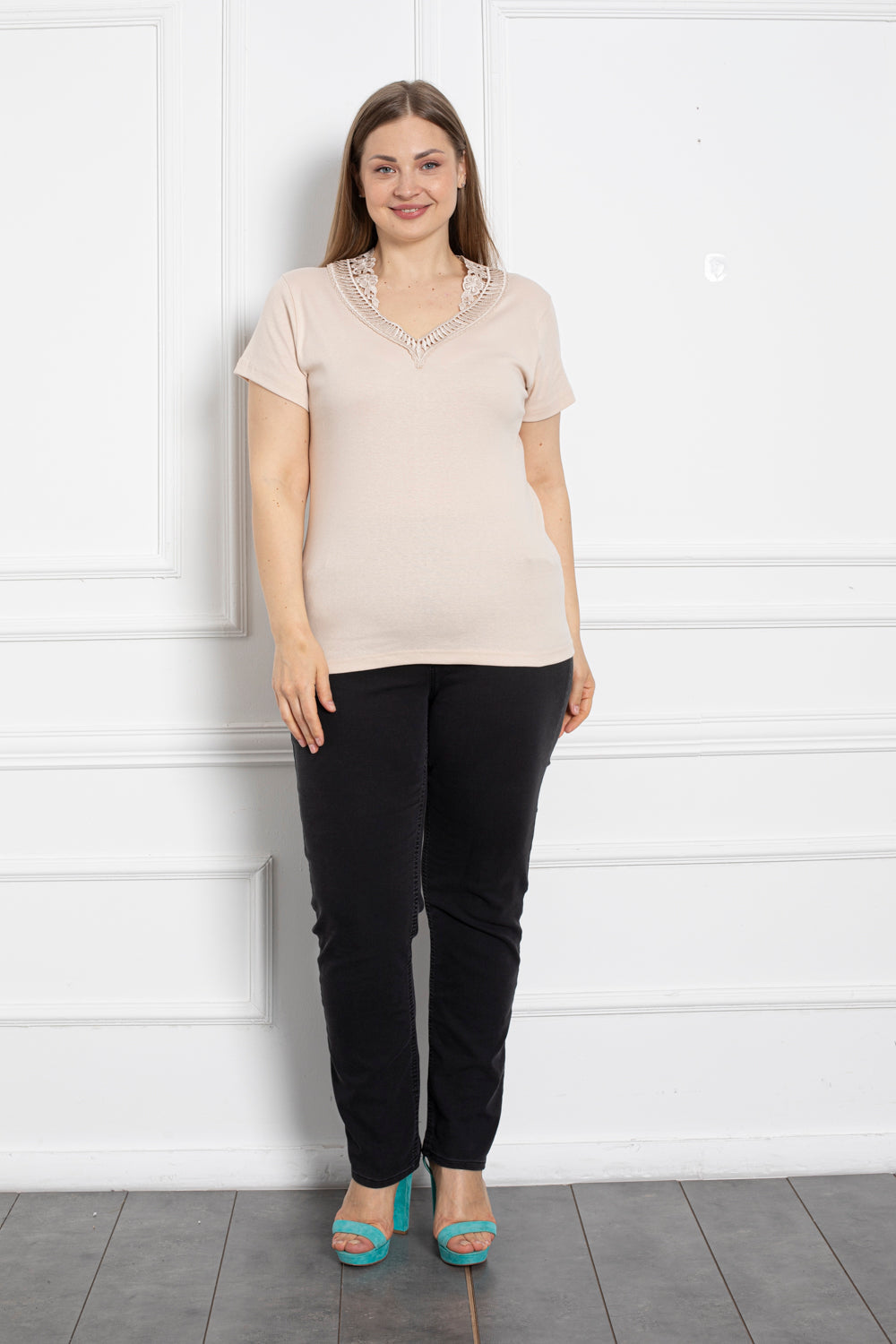 Pamučna bluza s čipkom - ecru - My Store