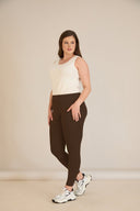 Pamučne tajice do 160 cm bokova u boji kave