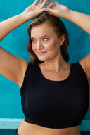 Памучен сутиен с дантела тип бюстие в големи Veličinaи - Crna