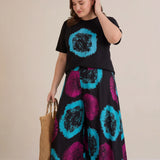 Plus size set od viskoze s etno uzorkom – plavi