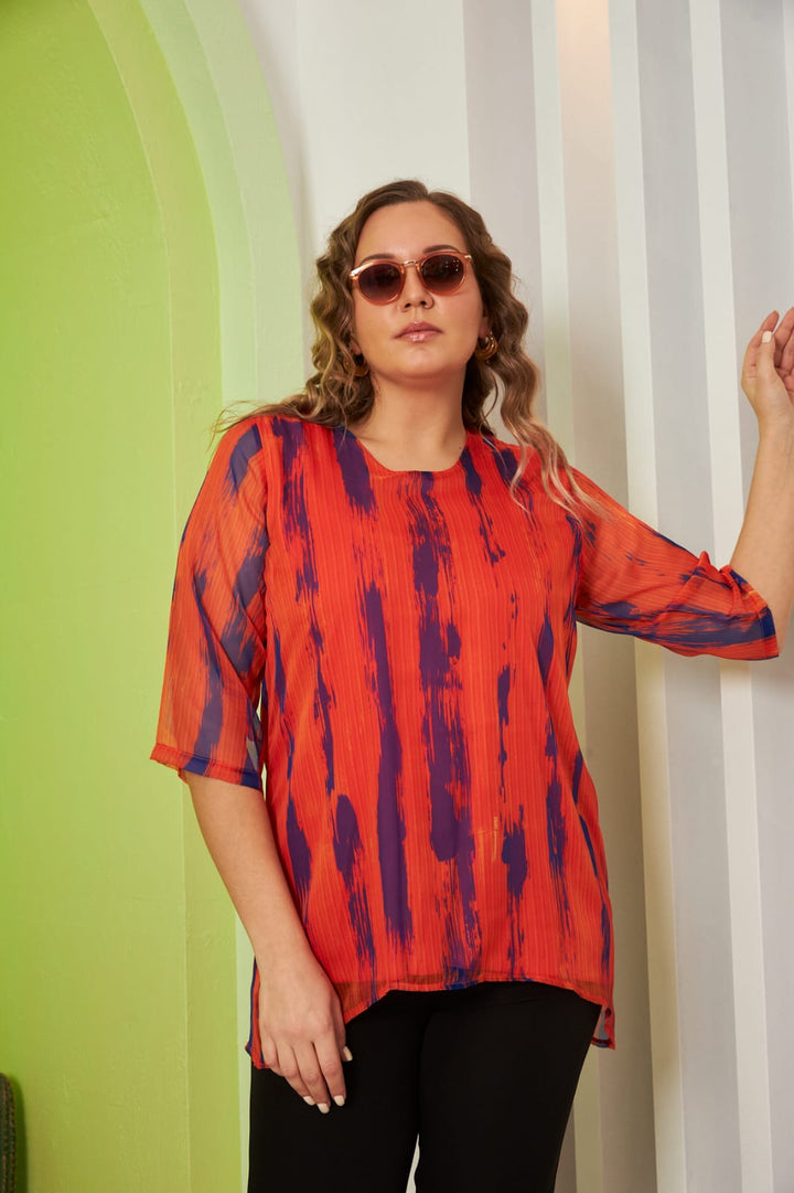 Maxi šifon bluza - narančasta