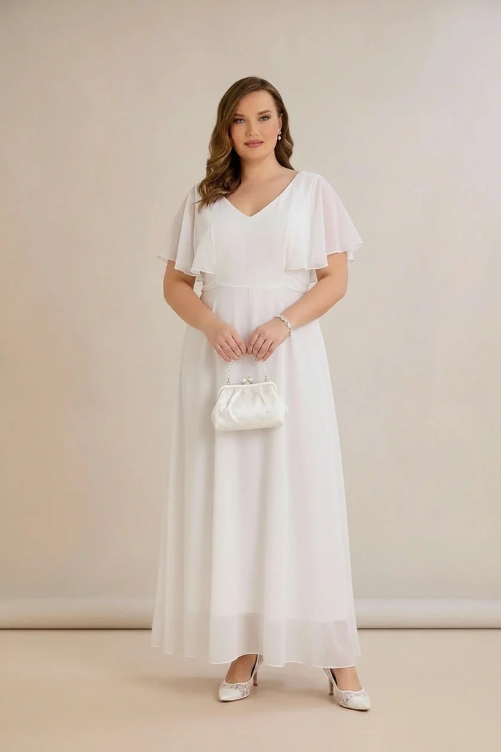 Plus size duga svečana haljina od šifona s pojasom