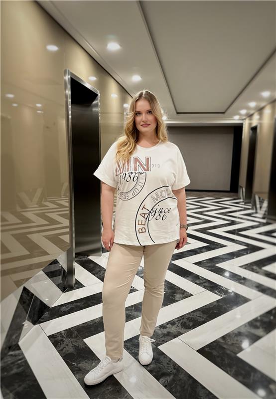 Памучна тениска в големи Veličinaи -  Bež