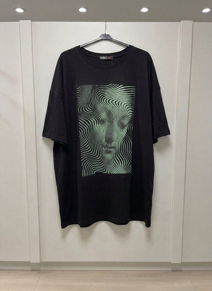 Pamučna majica s efektim printom s kamenčićima