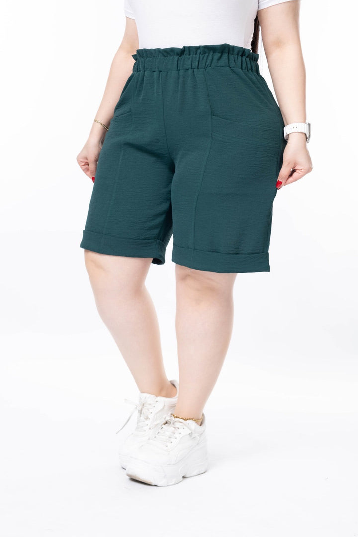 Kratke hlače s manšetom - Zelena