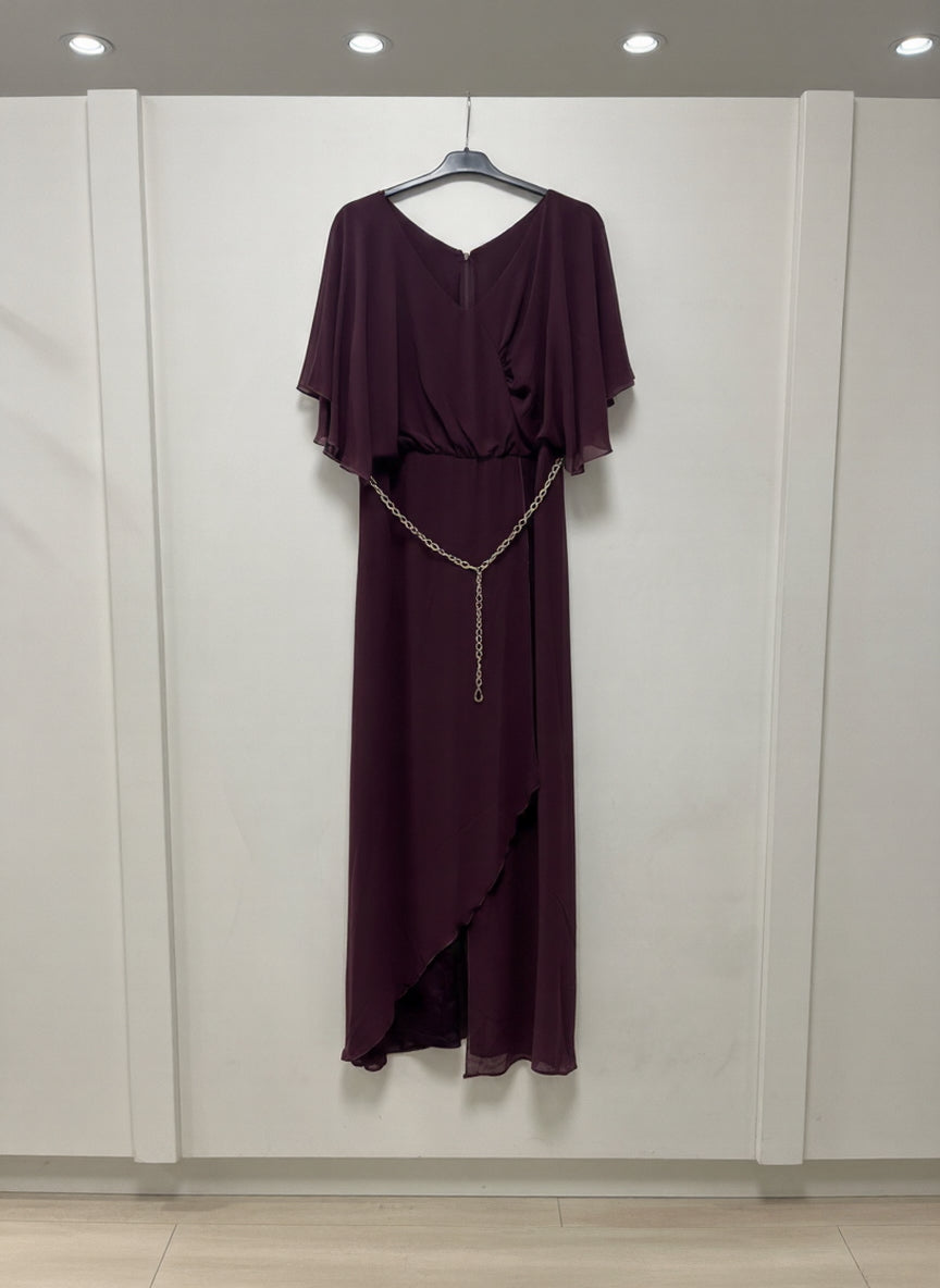 Šifonski kombinezon s lančić remenom – Burgundi