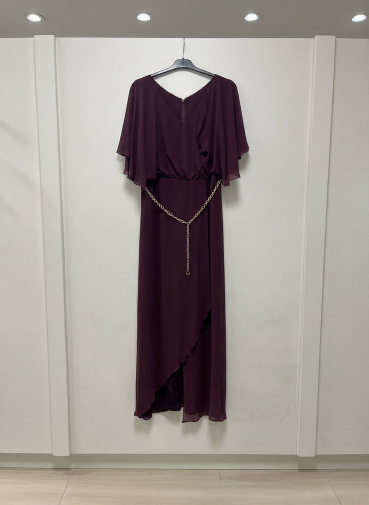 Šifonski kombinezon s lančić remenom – Burgundi