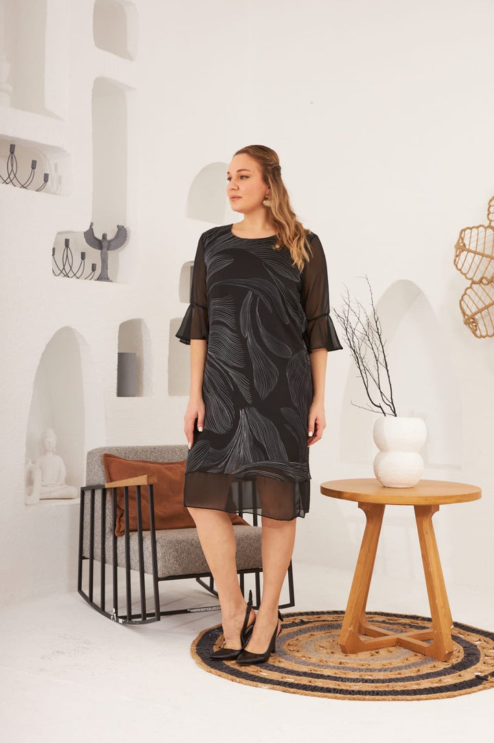 Chiffon haljina s rukavima s volanima