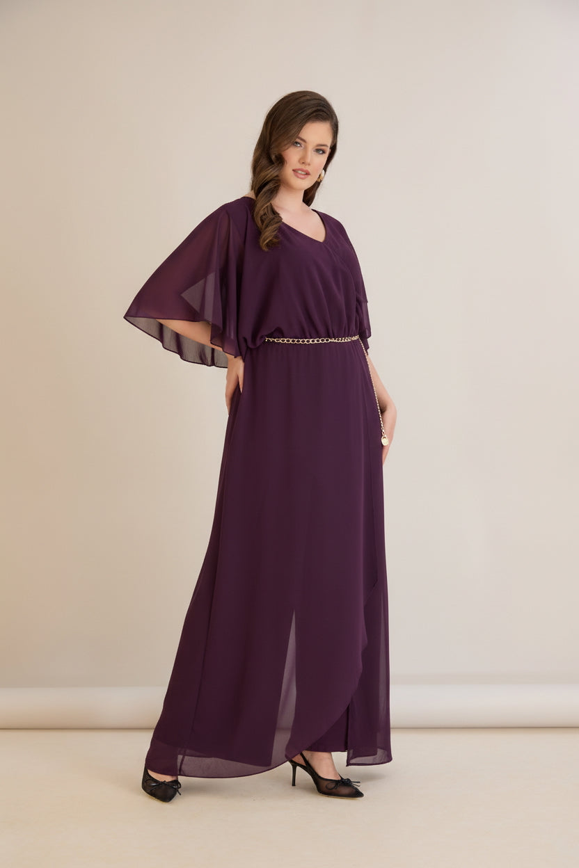 Šifonski kombinezon s lančić remenom – Burgundi