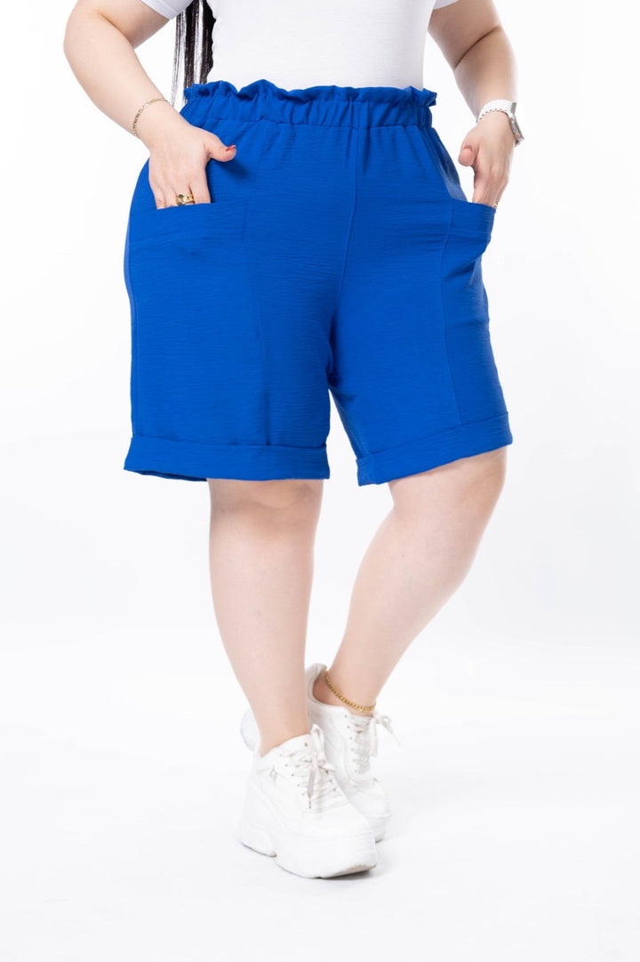 Kratke hlače u velikim veličinama s manšetama - Plave