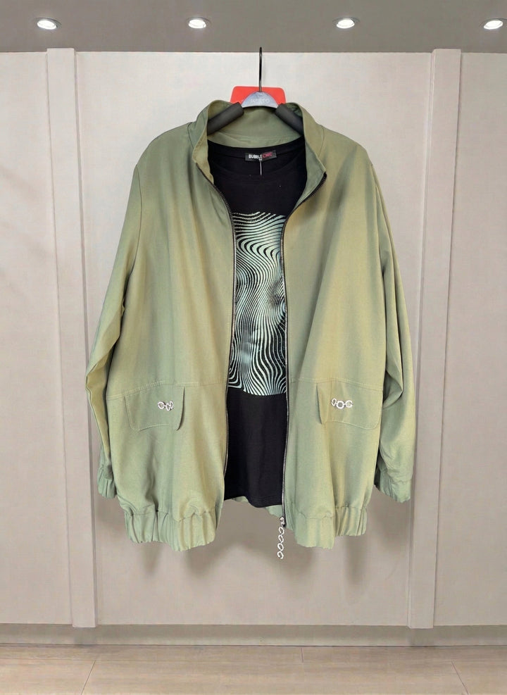 Proljetna bomber jakna – maslinasta