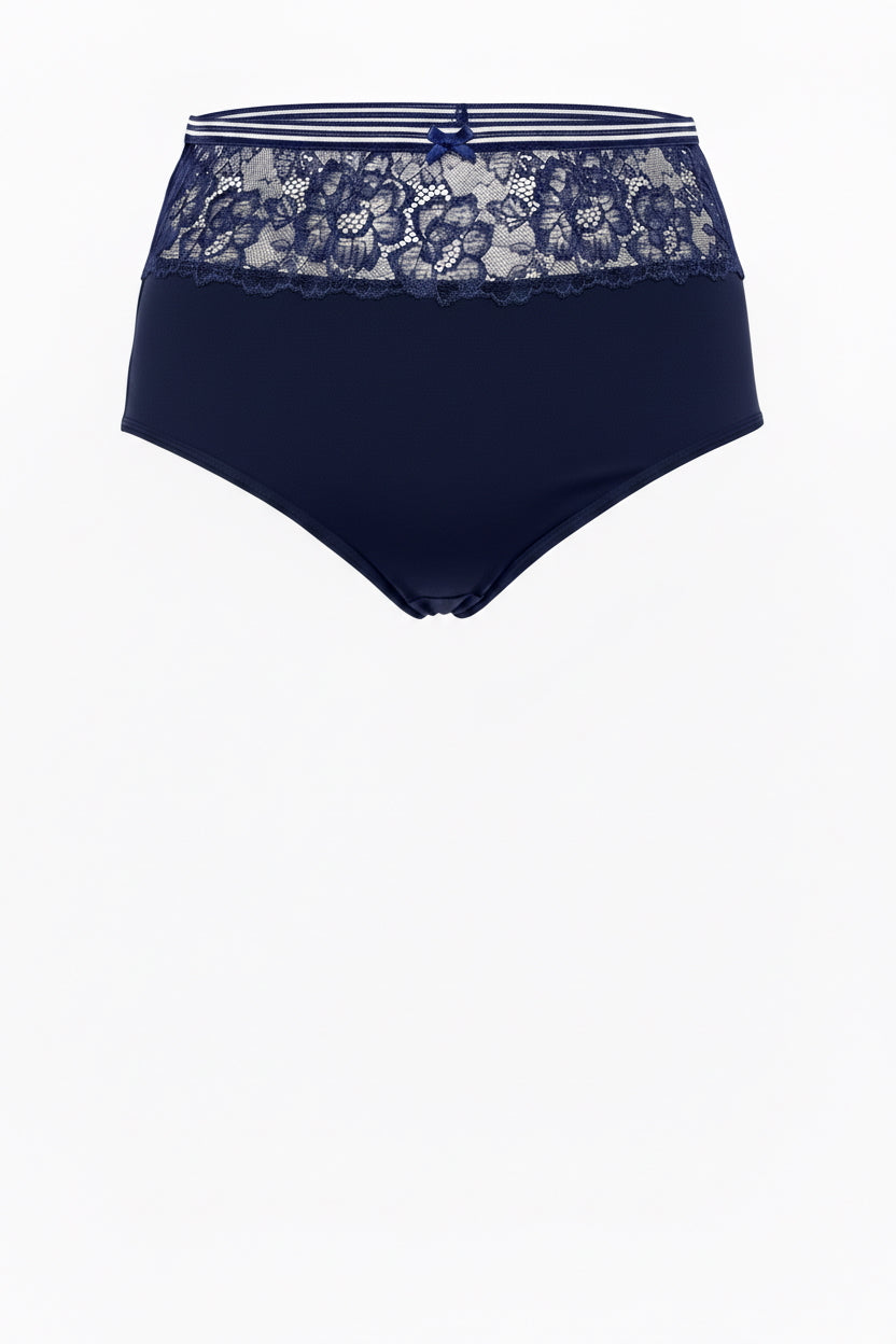 Duboko pamučno donje rublje s čipkom u tamno plavoj boji