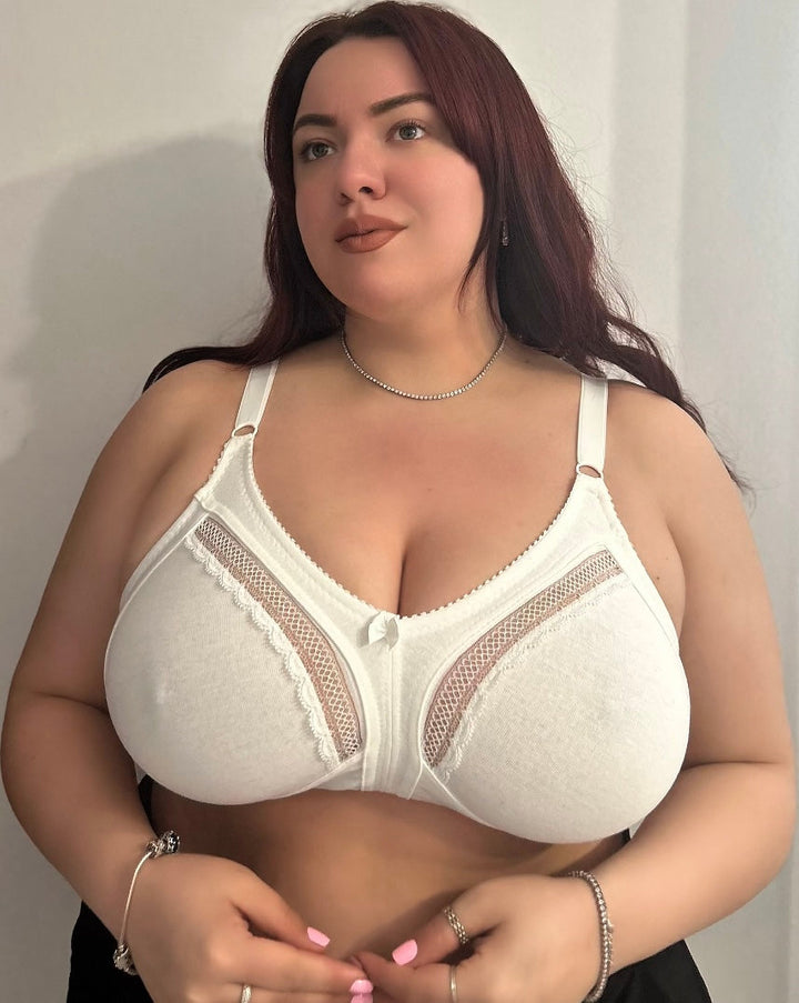 Pamučni grudnjak s čipkom – Mega Comfort – Šampanjac