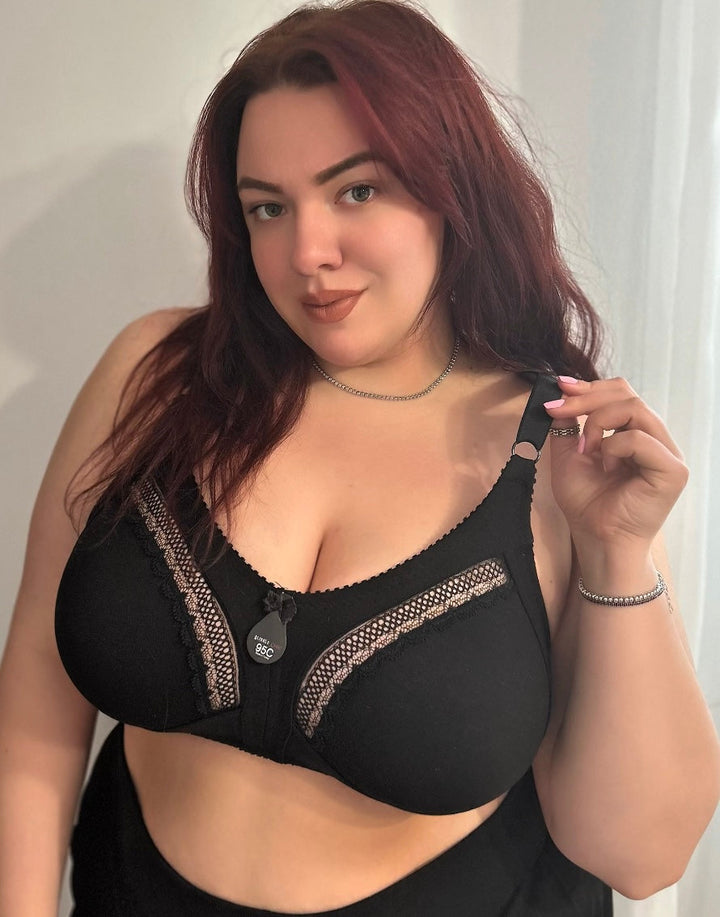 Pamučni grudnjak s čipkom – Mega Comfort – Crna