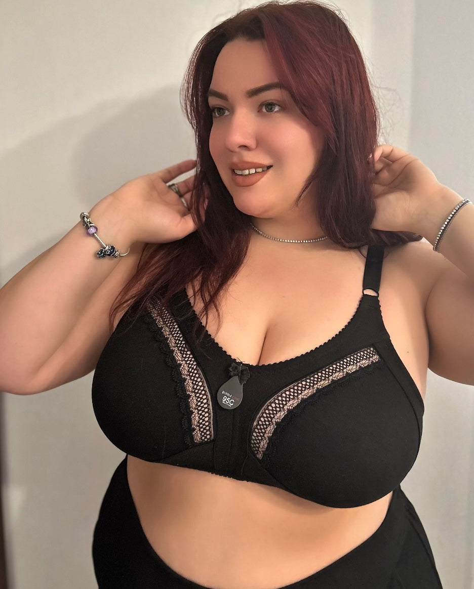 Pamučni grudnjak s čipkom – Mega Comfort – Crna