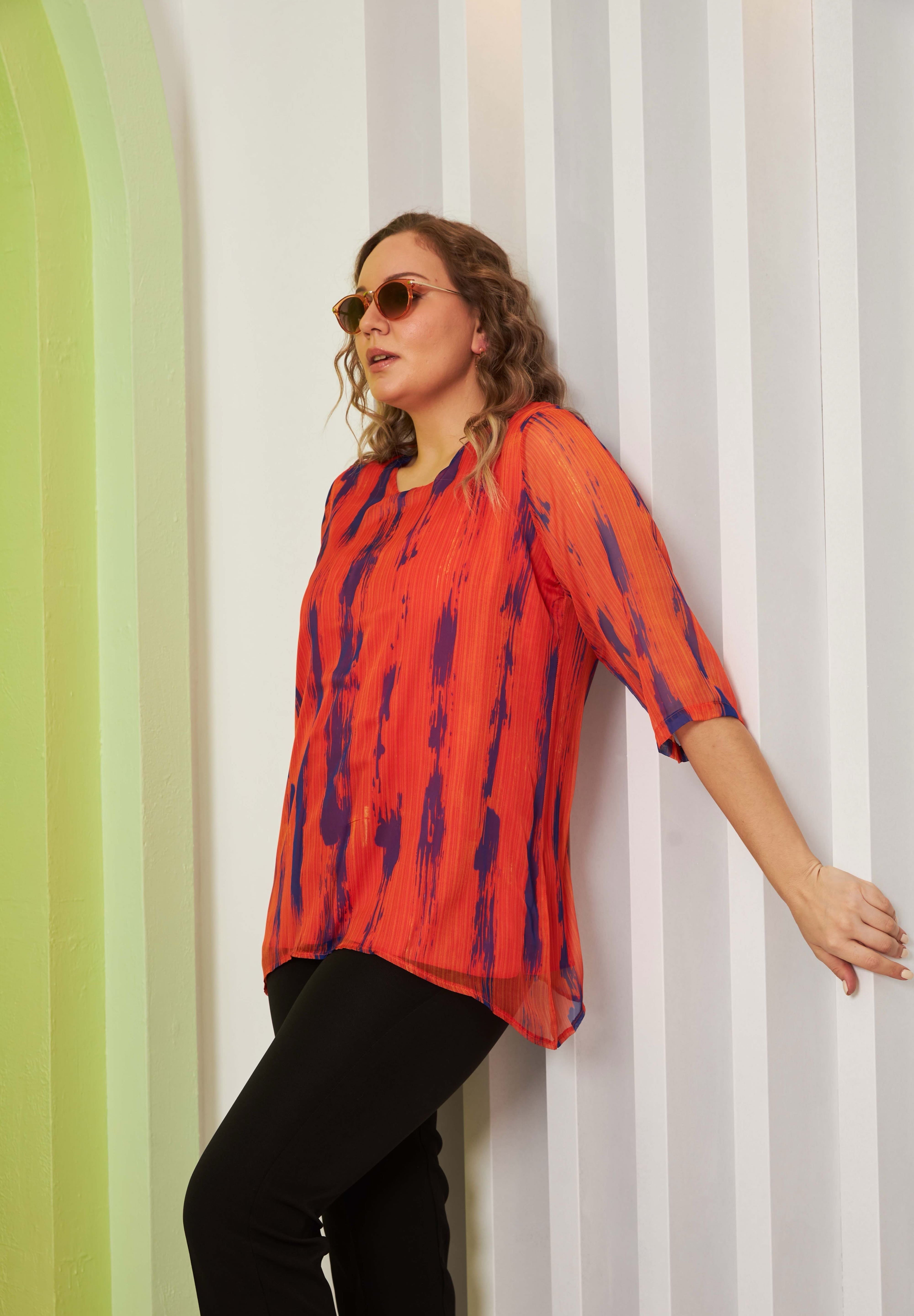 Maxi šifon bluza - narančasta - My Store