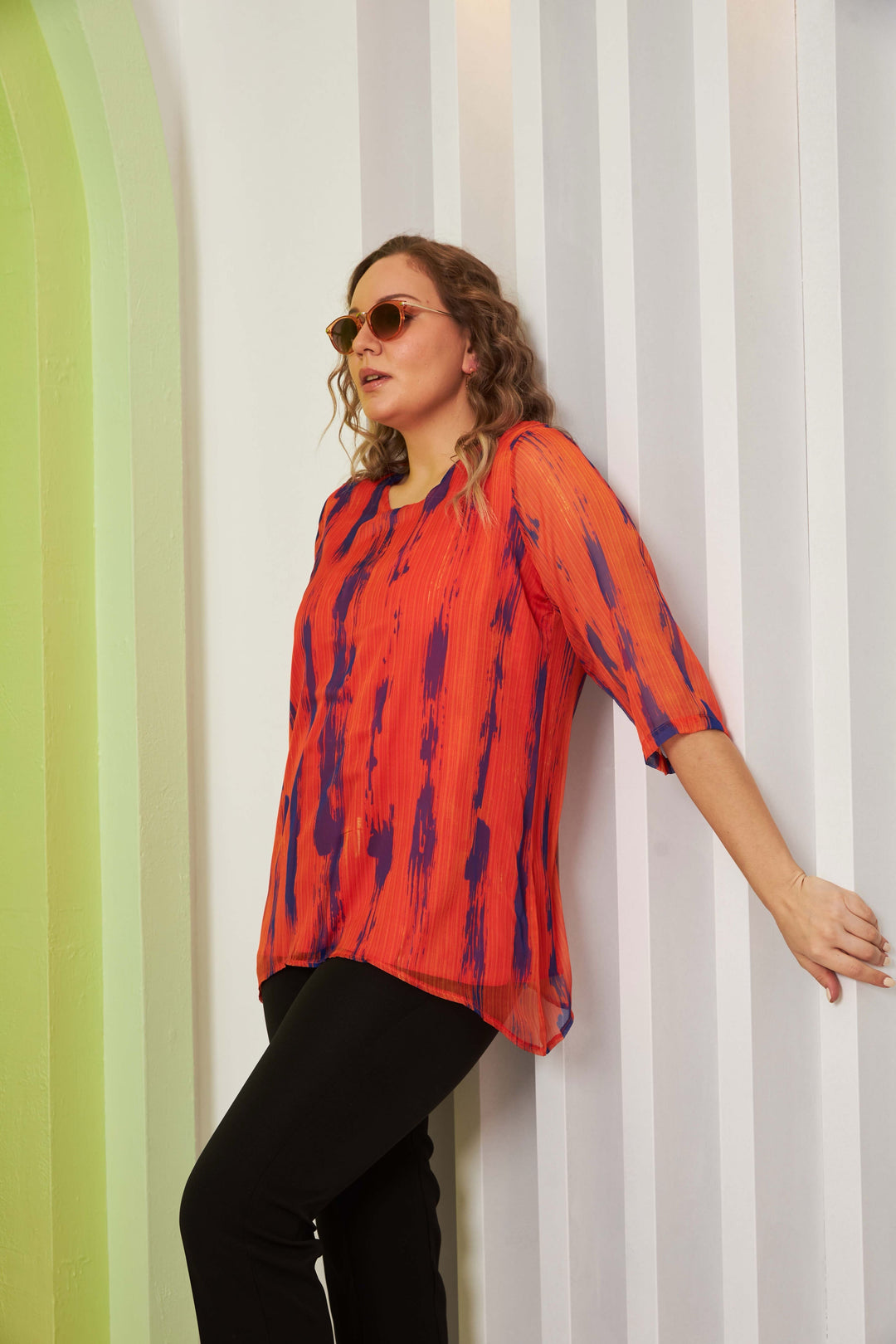 Maxi šifon bluza - narančasta - My Store