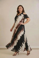 Šifonska haljina s golim ramenima – boja kave