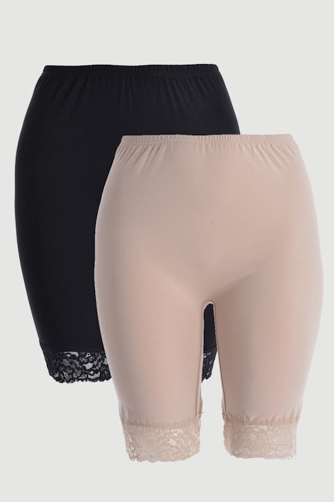 Памучни клинове с дантела против протриване (черен и бежов) (2бр) - My Store