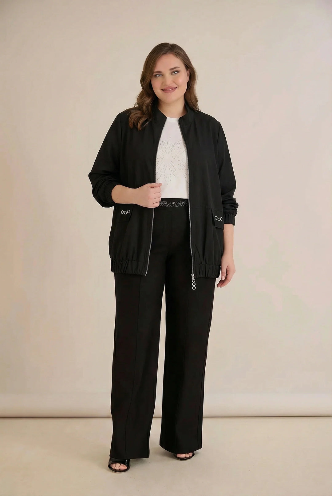 Ekskluzivne široke pantalone Borisa s kamenčićima na pojasu