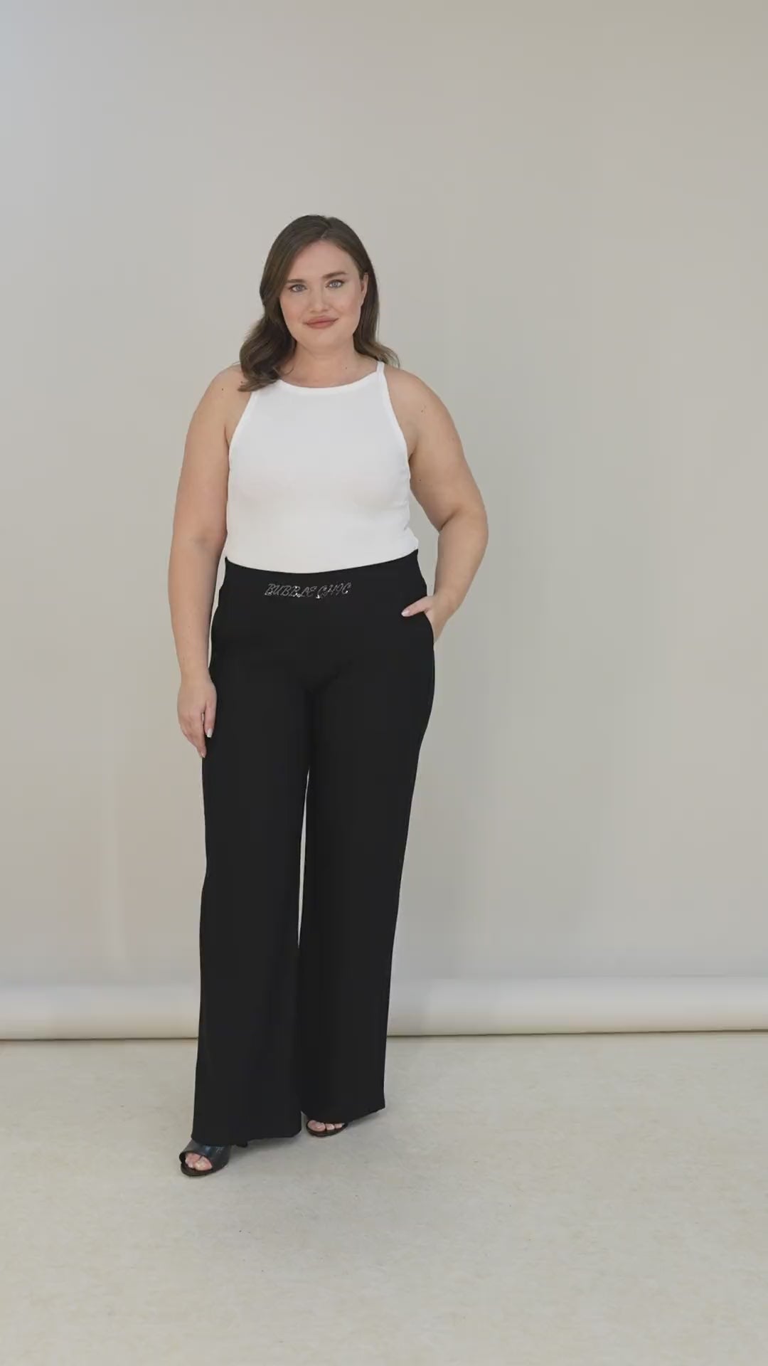 Ekskluzivne široke pantalone Borisa s kamenčićima na pojasu