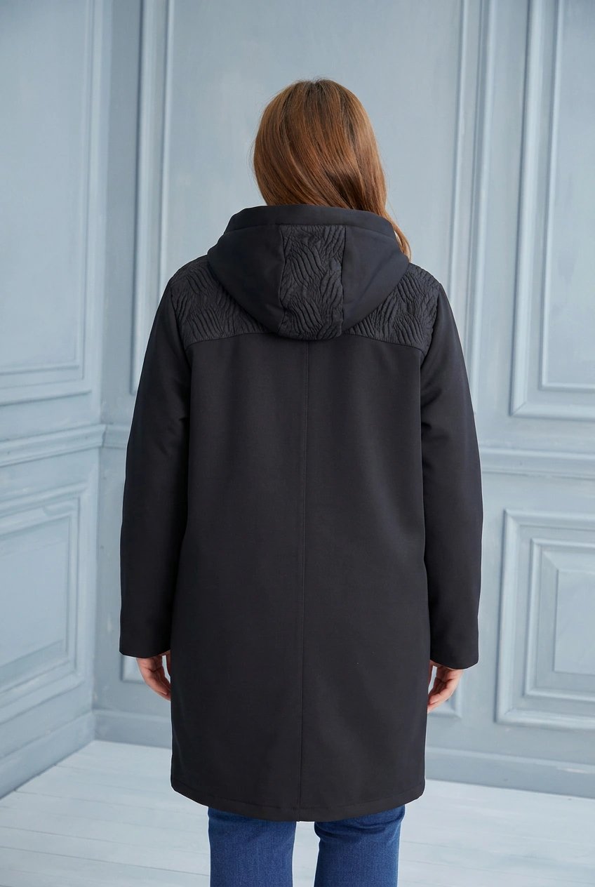Sportno elegantna jakna A kroja - crna – detalj 1