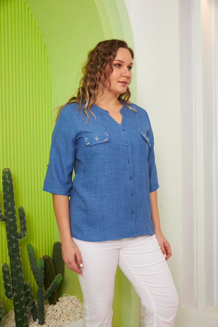 Košulja s kamenčićima u 4 boje - imitacija trapera - My Store