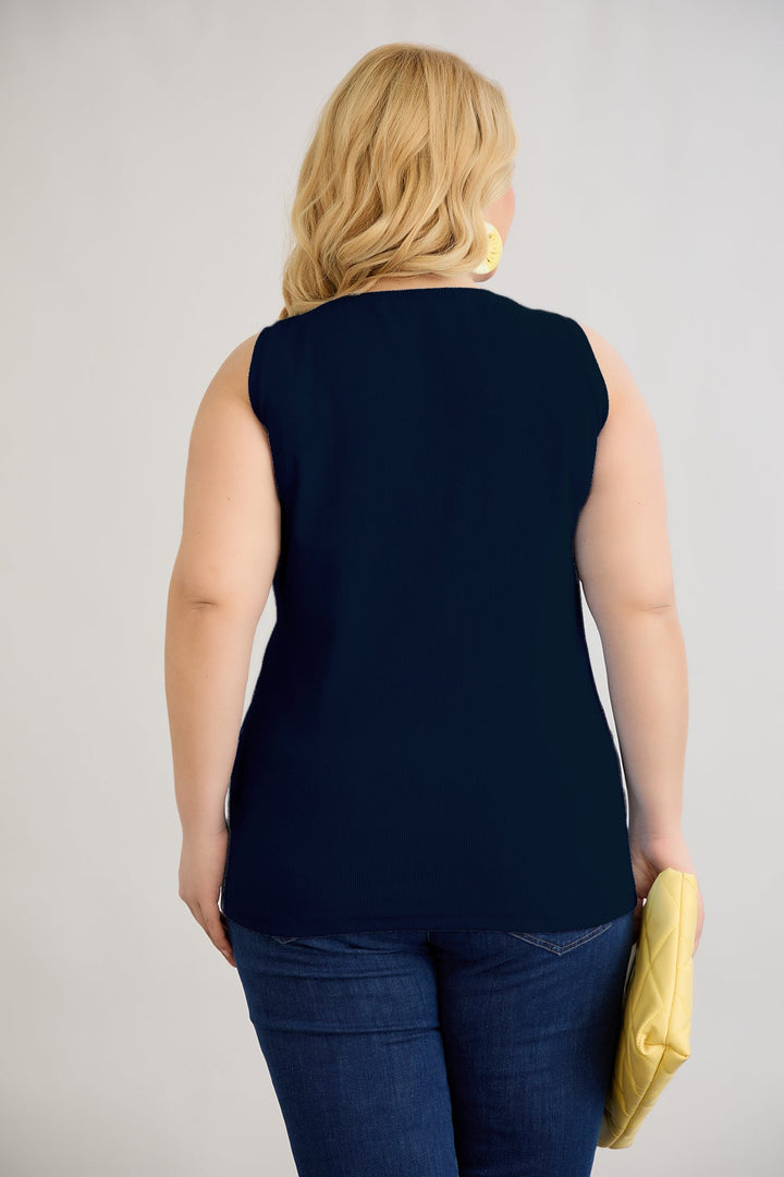 Pamukasti top s tik-tak kopčanjem - tamnoplava boja