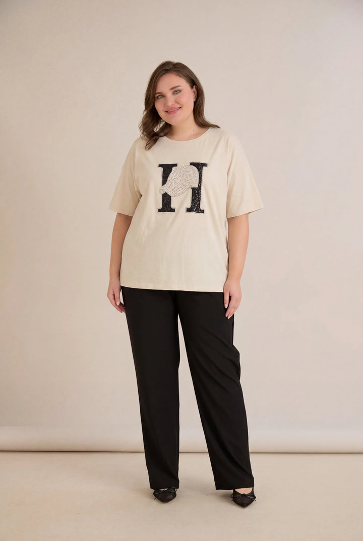 Široke ljetne elastične hlače s pamukom – crne