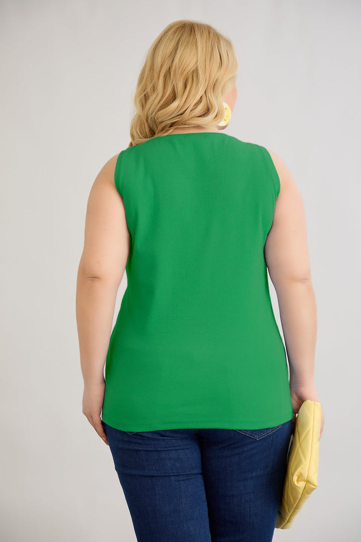 Pamukasti top s tik-tak kopčanjem - Zelena